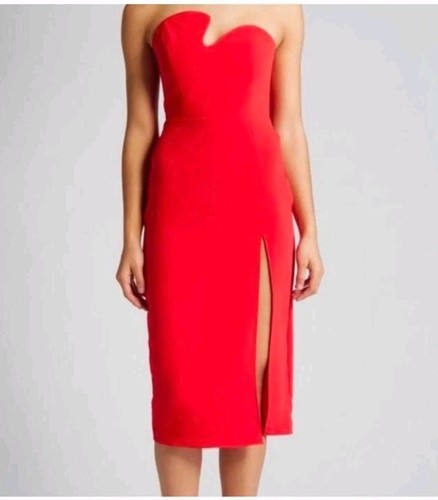 Amanda Uprichard Strapless Puzzle Gown Midi Dress Crimson Red S