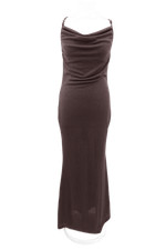 M&S Women's Dress Brown Sleeveless Cowl Neck Beaded Straps Beachwear New