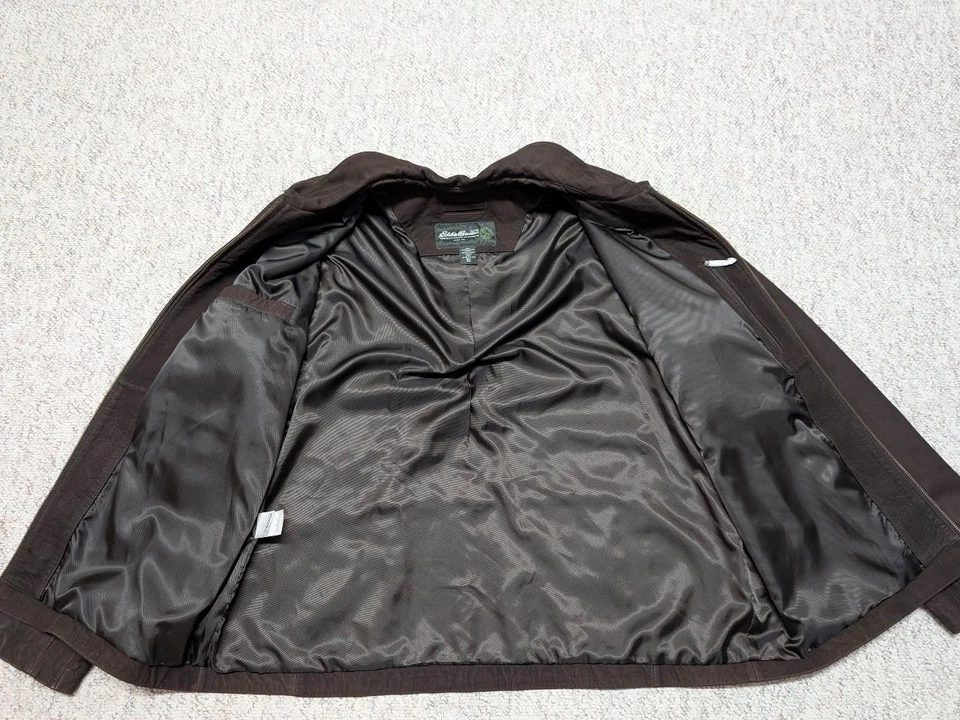 Chaqueta de cuero vintage EDDIE BAUER 2XLT marrón PIEL DE VACA flexible ALTA larga 50-52 Foto 4 de 4