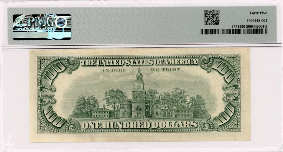 1966 Red Seal $100 Note-Fr. 1551-Scarce Friedberg # - PMG 45 -Red $100 - Image 2 of 2