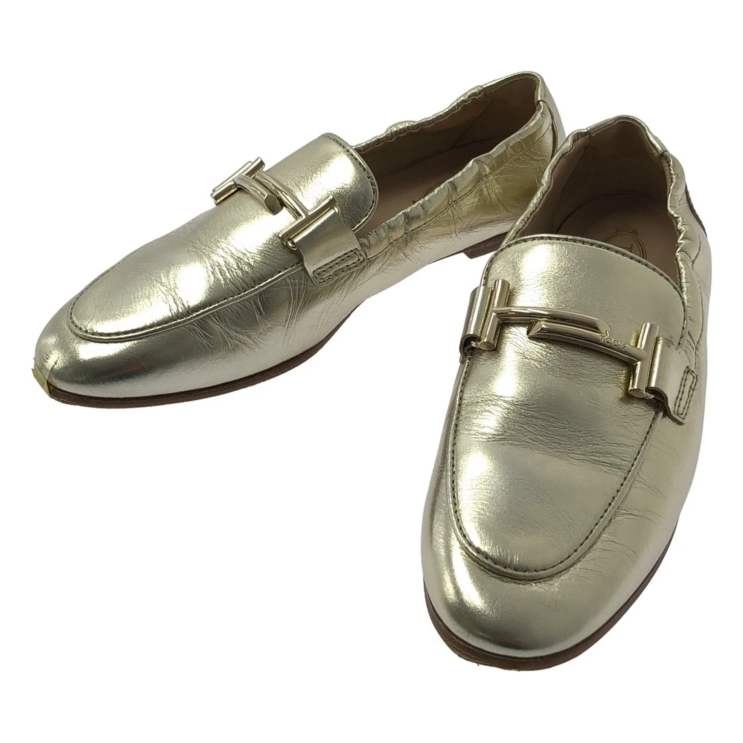 TOD’S TOD'S Scarpe mocassino piatto doppia T 36 oro donna usate KLDR 0