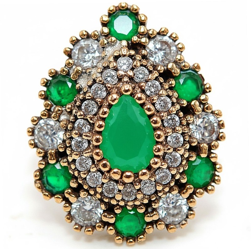 Ottoman 4CT Heat Treated Green Tourmaline 925 Sterling Silver Ring Sz 7.5 H1-8