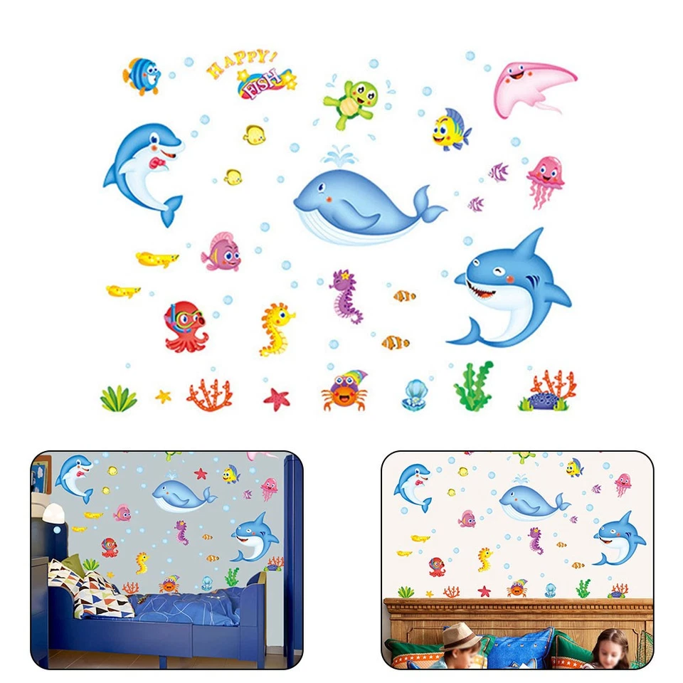 Adesivi Murali Autoadesivi Pesci Coralli Mare Bagno PVC Wall Sticker Art Decal - Immagine 4 di 4