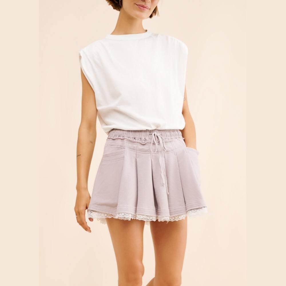 Daily Practice Goal Line Twofer Mini Dress Anthropologie cotton lace athleisure
