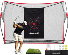 Golf Net, 10X7Ft Heavy Duty Golf Practice Nets with Mat, Target Cloth, 8 Tees, 6