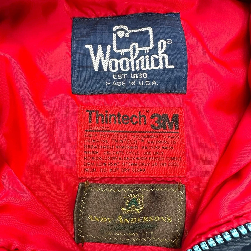 Vintage Woolrich Mens 3M Thintech Lined Bomber Jacket Size Large Navy Blue USA - Image 4 of 4
