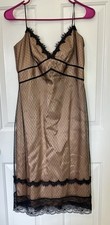 Vtg Y2K ABS Allen Schwartz Evening Dress Lace Overlay Sz 6 Coquette Fairy USA