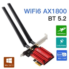 Ultra Fast WiFi 6 PCIe Card for Desktop AX1800Mbps Dual Band Adapter Bluetooth