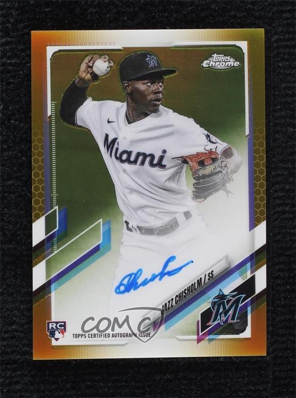 2021 Topps Chrome Rookie Gold Refractor 17/50 Jazz Chisholm #RA-JCH Auto RC t1s