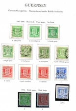 Guernsey. SG1-5. 1941 War Occupation. Set x 14 values inc. shades. Used!