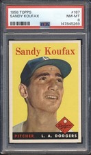1958 Topps Baseball Sandy Koufax #187 PSA 8 DODGERS NM-MT HOF