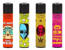 Aliens RARE Clipper Lighters Funny Cool Clippers Space UFO Refillable Gas 420