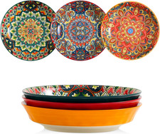 Ceramic Pasta Bowls Set - 8 Inch 32 Oz Serving Bowls, Set of 6, Colorful Dinner