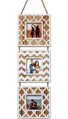 Moorish Damask Moroccan Ethnic Boho 3pcs Collage Picture Frames 3.5x3.5 Inche...
