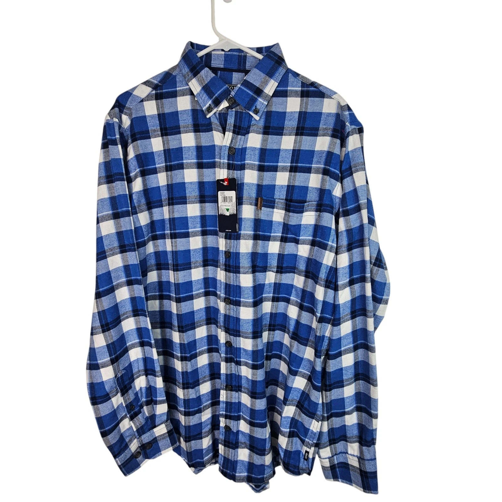 IZOD Mens Flannel Shirt Plaid Size LT Button Down Wicking Outdoor Classic Rugged