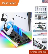 Enhanced PS5 Stand: Cooling Charging Station with Adjustable Fan RGB
