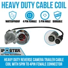 Heavy Duty Reverse Camera Trailer Cable Coil 5PIN to 4PIN Female Connector