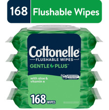 Gentle Plus Flushable Wet Wipes, 4 Flip-Top Packs