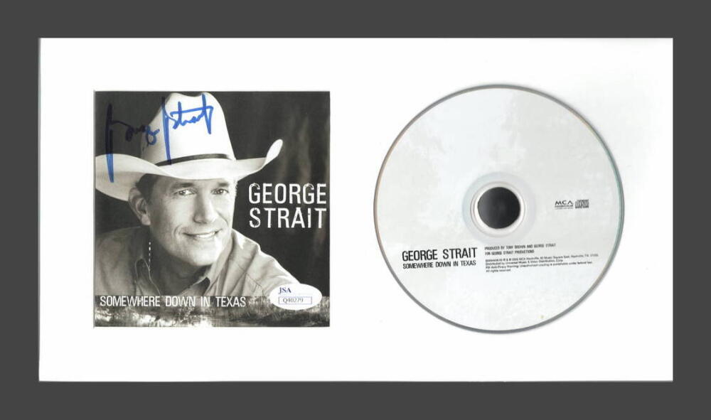 GEORGE STRAIT SIGNED AUTOGRAPH SOMEWHERE DOWN IN TEXAS CD DISPLAY
