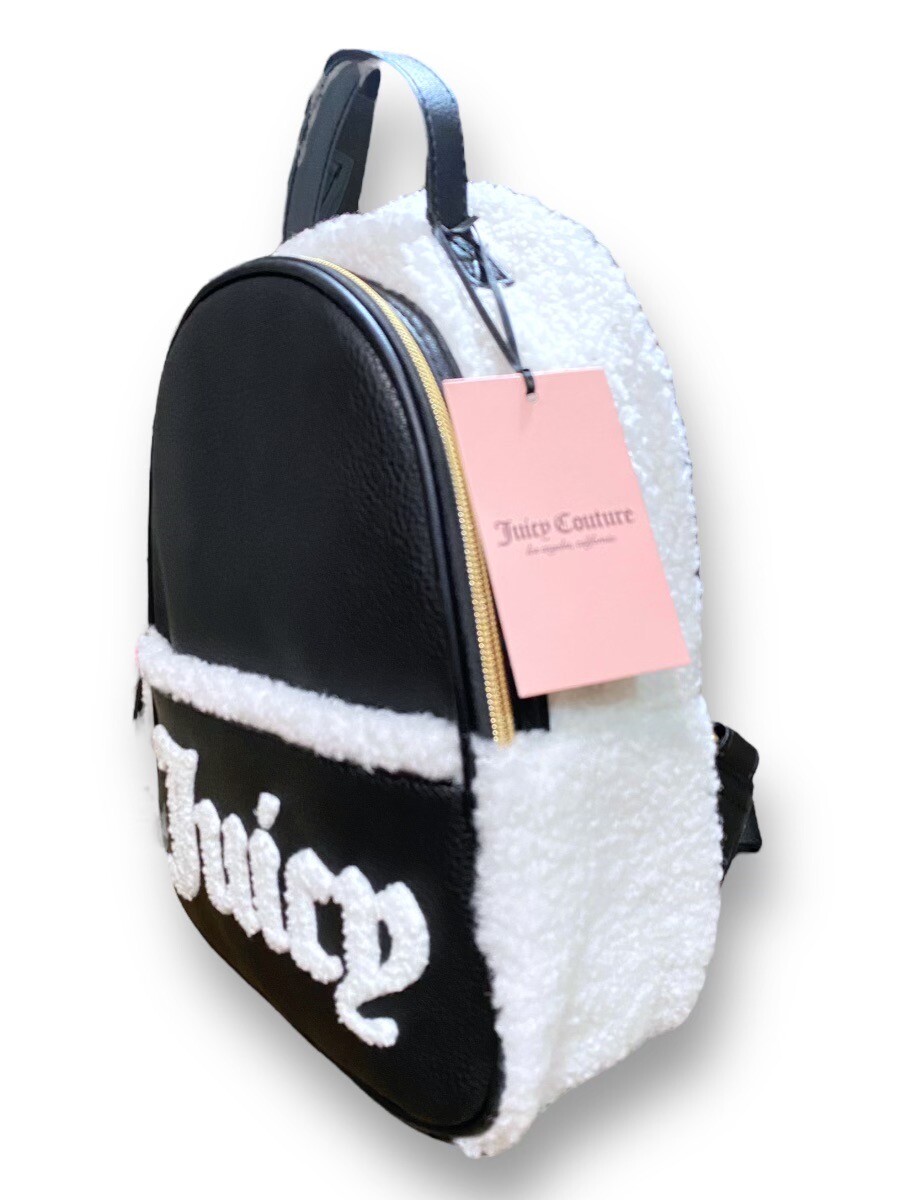 Juicy Couture Flashback Small Backpack Black Faux Sherpa Bag  display picture 3