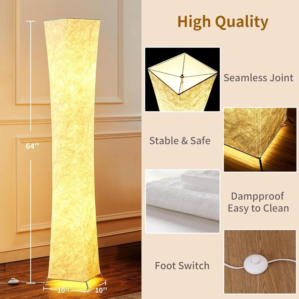 Floor Lamp, Dimmable 64" Tall Standing Lamp,3 Levels Adjustable Brightness 12Wx2 - Image 3 of 4