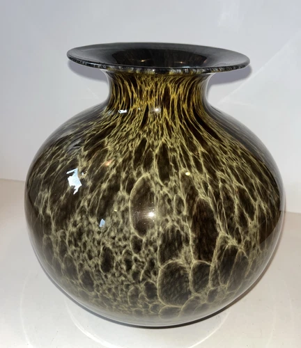 Maestri Vetrai Azurra Art Glass Vase Murano Brown Vintage 9 1/2” Italy