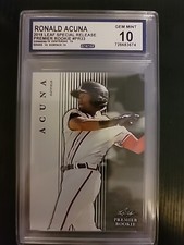 RONALD ACUNA JR. 2018 LEAF PREMIER ROOKIE CARD RC ATLANTA BRAVES CCG 10 Gem Mint. rookie card picture