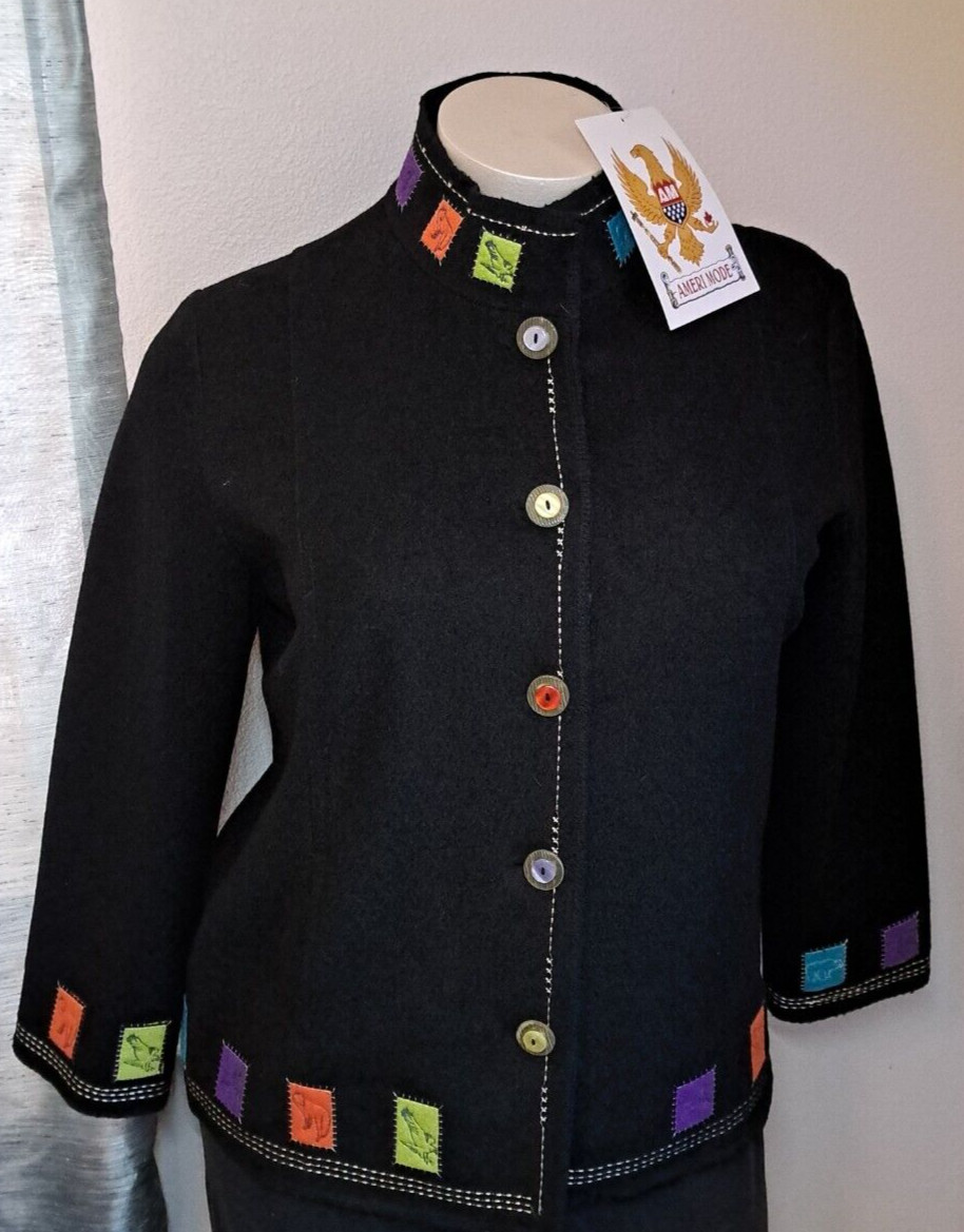 NWT Vtg AMERI MODE Black PNW-theme Jacket XL (FIT… - image 2