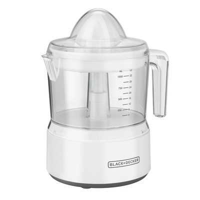 32oz Citrus Juicer with Self-reversing Cone Clear-View Container Easy Pour White