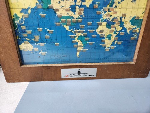 Rare 1959 Korean Airlines World Time Cargo Lighted Shadowbox Map As Is - Picture 6 of 15