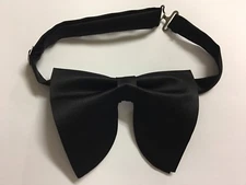 Handmade Oversized Black Satin Bow tie Vintage style 70`s Wedding Prom