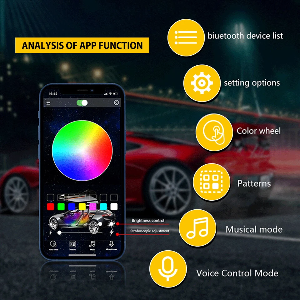 RGB Symphony Car Atmosphere LED Interior Acrylic Guide Fiber Ambient Optic Light - Image 4 of 4