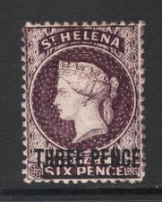 M25963 St. Helena 1873 SG12 QV: 3d deep dull purple (Type A). LMM, Cat £150