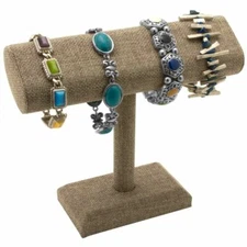 Modern Burlap  Bracelet Watch Jewelry T Bar T Stand Display Holder 
