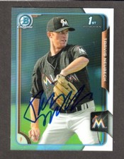 2015 BOWMAN CHROME #78 Travis Neubeck  FLORIDA MARLINS SIGNED AUTOGRAPH AUTO COA
