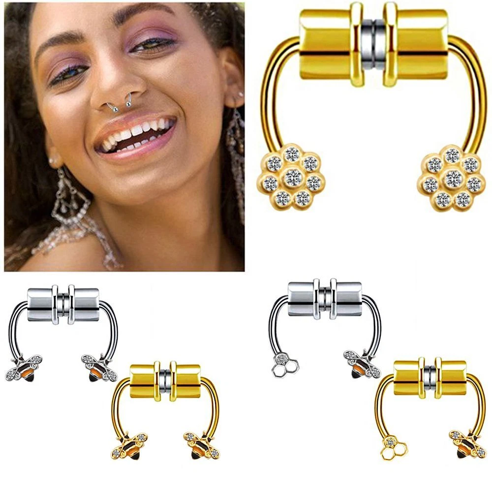 Amazon.com: VitaCool Multi-Style Fake Nose Rings for Women Non Piercing  Faux Nose Cuffs for Non Pierced Septum Magnetic Nose Rings Piercing Jewelry  for Men : Clothing, Shoes & Jewelry