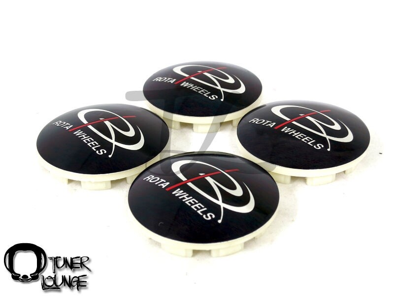 ROTA WHEELS CENTER CAPS BLACK DOME 4PCS REPLACEMENT 15" 16" CIRCUIT 8