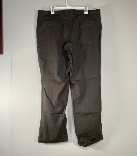 Louis Raphael Luxe 100% Wool Pleated Dress Pants Men's 40 x 30 High Rise Brown - Picture 2 of 17