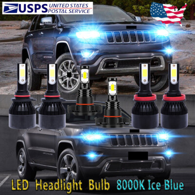 For Jeep Grand Cherokee 2011 2012 2013 8000K LED Headlight & Fog Light Bulbs C9L