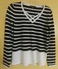 NWOT Cable Gauge Pullover Sweater Top Black White S
