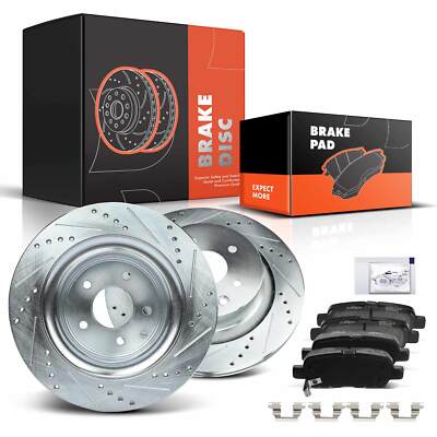 Rear Drilled Rotors &Brake Pads for INFINITI G37 08-13 G35 07-08 Q60 14-15 330mm