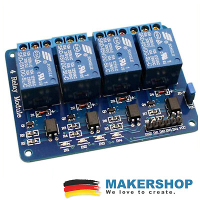 4 Kanal Relais 5V/230V Raspberry Pi Optokoppler Modul Channel Relay Arduino