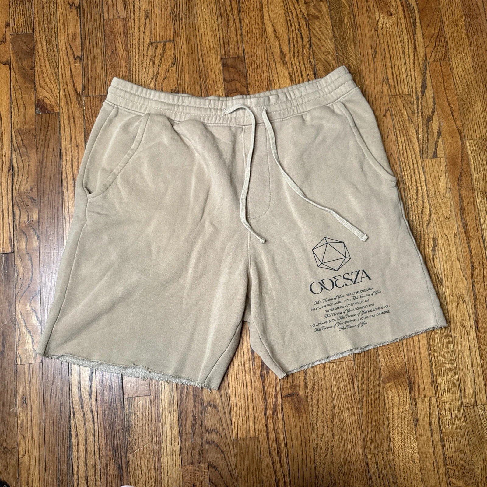Odesza Sweatshorts Beige Logo Music Festival Lounge Shorts
