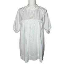EVERLANE The Shirred Mini Yoke Dress in White XS