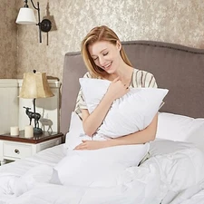 2 Pack Down Feather Bed Pillows King or Queen Size Pillows Cotton Cover