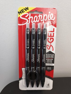 Sharpie S-Gel 1mm Bold Point Pens 4/Pkg-Black Ink