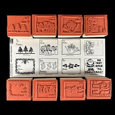 8pc Stampin' Up Rubber Stamps 1998 Christmas GIFT TAGS To From Snowmen