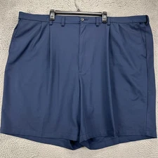 Haggar Cool 18 Pro Mens Chino Shorts 54 Blue Pleated Hidden Stretch Waistband