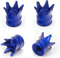 Ventilkappen Auto Krone 4Pc, Aluminium Ventilkappen Fahrrad Blau