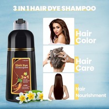 3in1 Dark Brown Hair Dye Shampoo with Herbal Essences Hair Moisturizing 500ml US